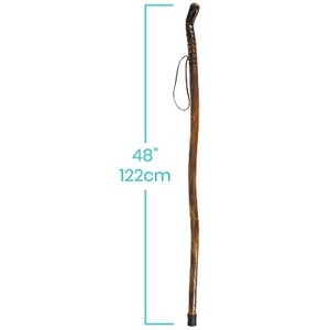 lot 121632 image: Retails for $110 (2 Pack) Vive Health Wooden Walking Stick Handcrafted Waterproof With Leather Wrist Strap for Women, Men, Seniors
