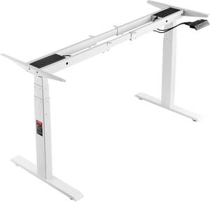 lot 121640 image: Retails for $125 VEVOR BLACK Standing Desk Frame Dual Motor, Adjustable 26-50.8 Height & 43.3-70.1 Length Electric Stand Up Computer Desk Legs, Ergonomic DIY Workstation Base for Home Office 3 Positions (Frame Only)