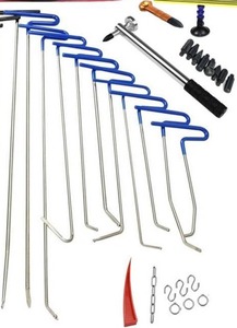 lot 221637 image: Retails for $200 Auto Repair Tools 11pcs Hook Tools Push Rod Car CrowbarPaintless Dent Repair Tools Dent Puller Lifter Kits Ding Hail Puller Set with Tools Bag