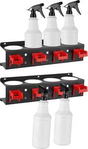 lot 221650 image: MOLIGOU 2 Pcs Spray Bottle Holder Wall Mount, Detailing Bottle Organizer, Spray Bottle Rack with 4 Holes and 4 Hooks