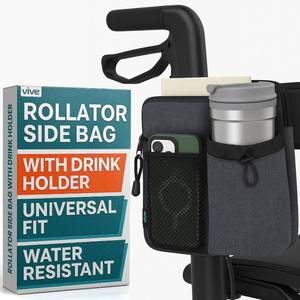 lot 221656 image: Vive Rollator Bag with Cup Holder - Walker Accessories Pouch Organizer