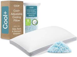 lot 321556 image: Retails for $159 Coop Home Goods Cool Adjustable Pillow, King Size Plus Shaped Memory Foam Pillows with Cooling Gel, Back, Neck Support, Stomach or Side Sleeper Pillow, CertiPUR-USGREENGUARD Gold