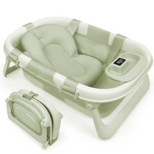 lot 321559 image: Jool Baby Foldable Baby Bathtub   Portable for Travel   Thermometer (Sage)