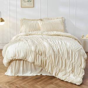 lot 321585 image: Bonlino Wheat Ruched Comforter Set Queen Size Ruffle Comforter Bedding