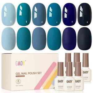 lot 321604 image: GAOY Navy Blue Gel Nail Polish Set, 6 Colors, Blue Range