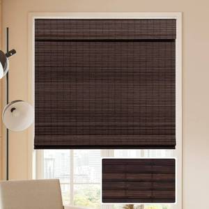 lot 421612 image: LUCKUP Cordless Bamboo Roman Blinds Shades for Indoor Windows-Blackout Room Darkening Roman Blinds with 6 Valance Cover Enhanced Privacy, 42 W x 64 H