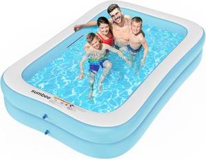 lot 421618 image: Sumbee Inflatable Pool for Kids and Adults, 103 x 69 x 20 Oversized Thickened Blow Up Swimming Family Pool for Toddlers Outdoor Patio Backyard Garden Deck Summer Party, Full Size Rectangular Blue