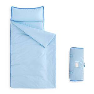 lot 421631 image: Wake In Cloud - Toddler Nap Mat with Pillow and Blanket, for Kids Boys Girls Ages 3 Plus in Kindergarten Daycare Preschool, Roll Up Sleeping Bag, Solid Color, Light Blue, Standard