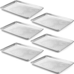 lot 421640 image: CURTA 6 Pack Aluminum Sheet Pan Perforated, NSF Listed Half Size 18 x 13 inch Commercial Bakery Cake Bun Pan, Baking Tray