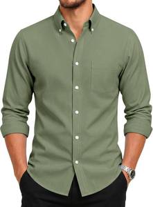 lot 421653 image: Mens Classic Long-Sleeve Button-Down Oxford Shirt with Pocket