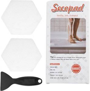 lot 421654 image: Original 24 PCS Bathtub Stickers Non-Slip, Hexagon Safety Shower Treads Adhesive Appliques with Premium Scraper