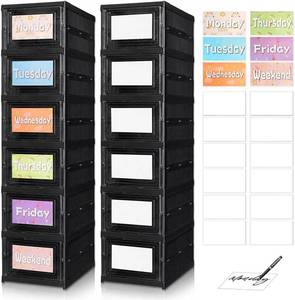 lot 131515 image: 6 Shelf Weekly Clothes Organizer for Kids, Foldable Days of the Week Clothes Organizer with 18 Labels, Monday Through Weekend Essential Stuff Shoe Organizer, Kid Habit & Creativity Training