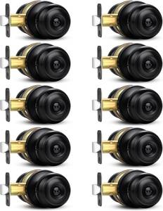 lot 131516 image: 10 Pack Privacy Door Knob Round Keyless Doorknobs InteriorExterior Lockset