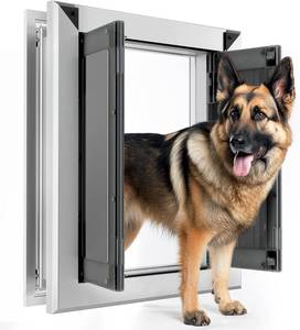 lot 131519 image: Retails for $170 Aluminum Large Dog Door for Dogs Up to 110 LBS, Silver