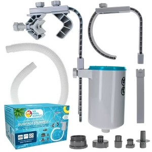 lot 131530 image: U.S. Pool Supply Pool Skimmer - Above Ground Pool Skimmer, Floating Surface Skimmer, 5 Adapters, Pool Accessories - Clean Debris Basket, Wall Mount, Attach to Inflatable Collars, Metal Frames