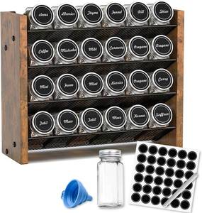 lot 131557 image: Spice Rack Organizer with 24 Glass Jars, for Cabinet Wall Mount Countertop