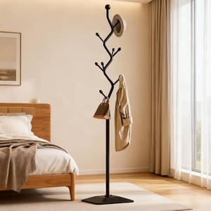 lot 231645 image: 8-Hook Metal 68.8in Freestanding Coat Rack Stand, Coat Tree