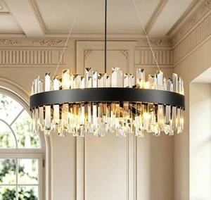lot 231654 image: Retails for $250 Chandeliers for Living Room D23.6 in, Modern Crystal Chandelier,Glam Metal Black Chandelier for Dining Room Living Room Foyer Bedroom Entryway Kitchen Island 12E12 Buld,Not Included