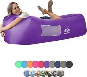 lot 231662 image: WEKAPO Inflatable Couch Air Lounger Chair - Camping & Beach Accessories, Portable Blow up Sofa for Hiking, Lawn, IndoorOutdoor Movies & Music Festivals. Lightweight and Easy to Set Up Air Hammock