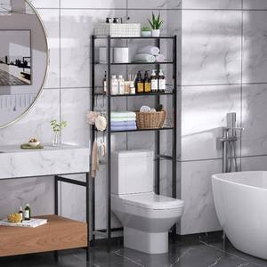 lot 231668 image: samstar 4 Tier Over The Toilet Storage Rack, Bathroom Organizer Shelves Cabinet Above Toilet, with Adjustable Height Freestanding Shelf Space Saver, Black