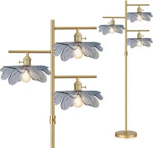 lot 231672 image: Retails for $160 Gold Dimmable floor lamp ,tall lamp for living room corner ,mid century modern floor lamp Brass Tree Lamp Blue Glass Shade ,Standing Lamps vintage retro floor light for Bedroom corner Study Office