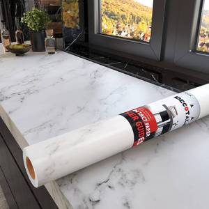 lot 231677 image: Decotalk 30x120 Matte White Marble Contact Paper Grey Wallpaper Peel and Stick Wallpaper Granite Contact Paper Decorative for Kitchen Countertops Bathroom Dresser Large Thick Wallpaper Roll 30W x 120L