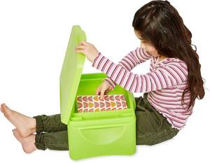 lot 231682 image: HearthSong Foldable Lap Desk for Kids with Storage - Ideal Floor Desk for Drawing, Studying, Portable Folding Travel Lap Table, Versatile Bed Desk & Lap Tray, 17 L x 12 W x 7 H - Green