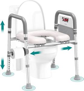 lot 331358 image: Soundfuse Toilet Seat Risers for Seniors, Raised Toilet Seat with Handles, Adjustable Height & Width, Cozy Padded 400lb Elevated Toilet Seat, Fit Any Toilet