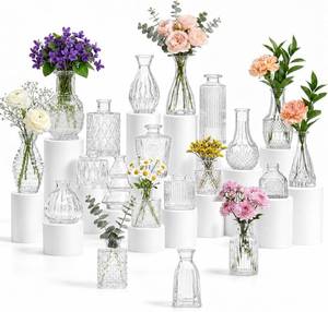lot 331361 image: 20 Pcs Clear Glass Bud Vases, Small Vintage Bud Vase Set for Flowers, Mini Glass Vases for Centerpieces, Wedding Decor, Baby Shower, Table Decorations, Home Decor, 3.1-5.1