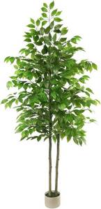 lot 331364 image: Artificial Ficus Tree 6FT Tall, Artificial Plants Indoor with White Planter Faux Ficus Tree Realistic Faux Silk Plant for Home Office Living Room, Porch, Garden Decor