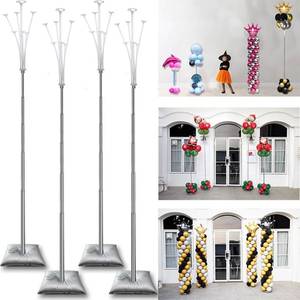 lot 331366 image: Decojoy 4 Set Balloon Stand Kit, 9 Feet Adjustable Balloon Arch for Floor, Ballon Column Tower with Weights Base and Pole, Metal Backdrop Stands for Parties, NO Need Helium Tank for Balloons