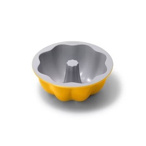 lot 331386 image: Caraway Home Nonstick Ceramic Fluted Cake Pan Marigold