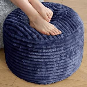 lot 331389 image: SHOUREN Stuffed Round Ottoman,Pouf Ottoman Foot Rest,20 X 15,Navy