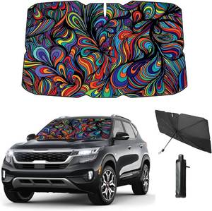 lot 331405 image: Windshield Sun Shade Umbrella for Car Foldable Umbrella Front Window Sunshade UV Block Windshield Shades for Sedan, SUV, Hatchbacks 57  31 (Abstract)