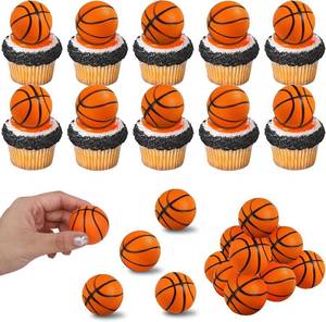 lot 331408 image: 12 PCS Basketball Cupcake Toppers 3D Mini Sports Ball Cupcake Picks Basketball Party Decorations for Sports Theme Baby Shower Kids Birthday Aniversary Party Cake Decorations Supplies
