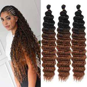 lot 331409 image: ZRQ Deep Wave Curly Braiding Hair 18 Inch 3 Packs Boho Hair for Braiding