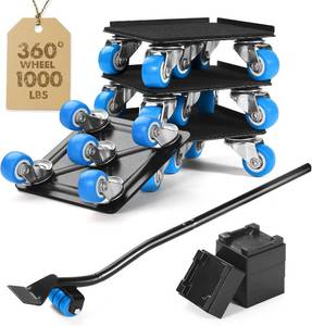 lot 431501 image: Heavy Duty Furniture Moving Tool Set, Supports up to 1000 Pounds, 5 Wheel Metal Furniture Mover, Furniture Dolly, Appliance Furniture Sliders with Wheels, Furniture Lifter Tool (Blue, 4.3 x4.3)