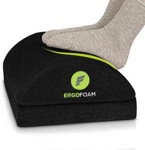 lot 431510 image: ErgoFoam Foot Rest for Under Desk at Work Adjustable - Chiropractor-Endorsed, High-Density Foam, Velvet (Black)