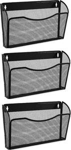 lot 431531 image: EASEPRES Mesh 3 Pockets Hanging File Organizer Vertical Wall File Holder Rack BLACK 3 PACK