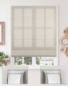 lot 431541 image: No Drill Roman Shades,70  Blackout-Beige,44 W x 72 H