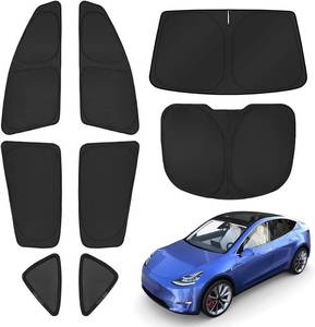 lot 431545 image: T TGBROS Windshield Sun Shade for Tesla Model Y 2020-2024(Not for Juniper) Car Window Shades Thicken UV Block and Blackout Privacy Foldable Sunshades 8PCS Keep Cool Sun Visor Covers