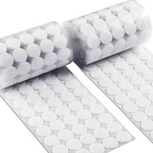 lot 431559 image: Self Adhesive Dots, 0.59 Hook and Loop Circles, 300 Pcs Round Fasteners with Strong Adhesive Backing, Waterproof Nylon for Classroom, Office & Home (White)