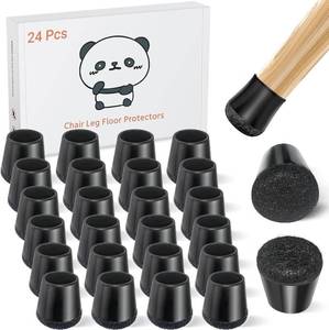 lot 431560 image: 24 PCS Silicone Chair Leg Floor Protectors Extra Small(0.6-0.8) Rubber Felt Furniture Pads Chair Legs CapsCovers for Hardwood Floors, Tile from Scratches & Reduce Noise - Round, Black