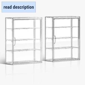 lot 331374 image: Clear 4 Tiers Acrylic Display Case for Figures Collectibles Wall Mounted Hobby Figurine Display Case with Shelves, Display Shelf Storage Box for Labubu Action Figures, Car Model, XXL, 2 Pack