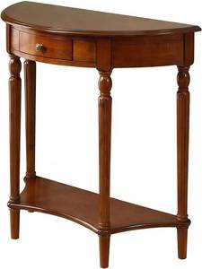 lot 142346 image: Retails for $170 Half Moon Table, Table Solid Wood with Drawer Half-Moon Porch Side, Entryway Accent Table with Storage for Living Room Foyer Bedroom or Hallway, (Cherry, 23.6 L x 11.8 W x 31.5 H)