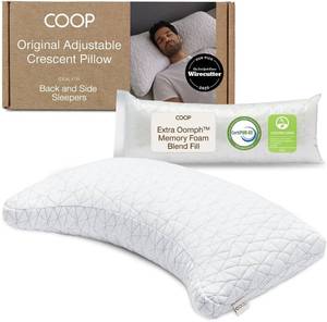 lot 142348 image: Retails for $119 Coop Home Goods Original Crescent Adjustable Pillow, King Bed Pillows for Shoulder, Neck & Head Support, Crescent Foam Pillows - Medium Firm for Back & Side Sleeper, CertiPUR-USGREENGUARD Gold
