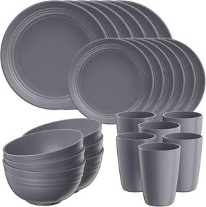 lot 142362 image: Quatish 24 Piece Plates and Bowl Set for 6, Dinnerware Dish Set for Kitchen