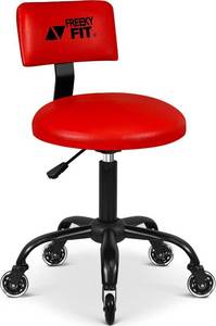 lot 242216 image: Rolling Shop Stool with Wheels, Mechanic Garage Short Stool Chair with Adjustable Height 15.55-18.3, Heavy Duty Swivel Roller Seat for Garage, Salon and Tattoo Beauty, Red