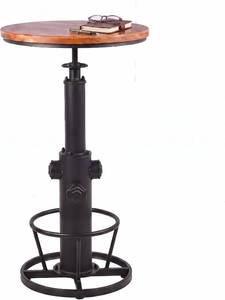 lot 242226 image: Retails for $155 Vintage Bistro Table Height Adjustable 38.6-44.4inch Industrial Bar Table for Kitchen Dining Room Coffee House Pub Office Swivel Round Wooden Top for 2-3 People