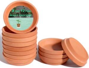 lot 242232 image: 3 Inch Terracotta Plant Saucers, 12 Pack Mini Clay Trays for Pots